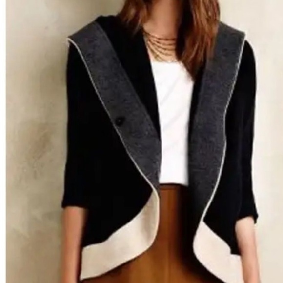 Anthropologie Rosie Neira color block, wool, hooded cardigan - Picture 2 of 10